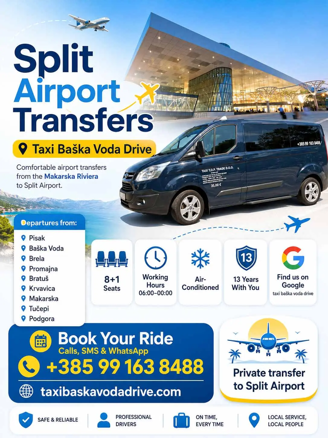 Airport transfer Baška Voda private taxi